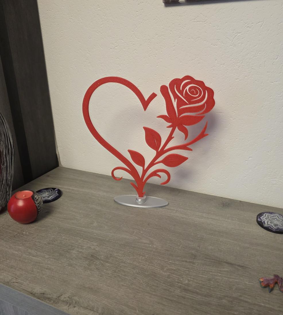 Coeur Rose sur Socle