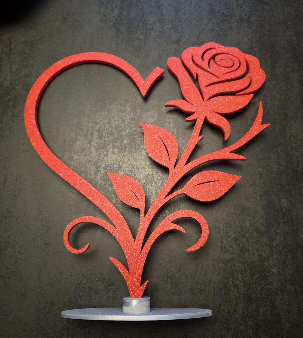 Coeur Rose sur Socle